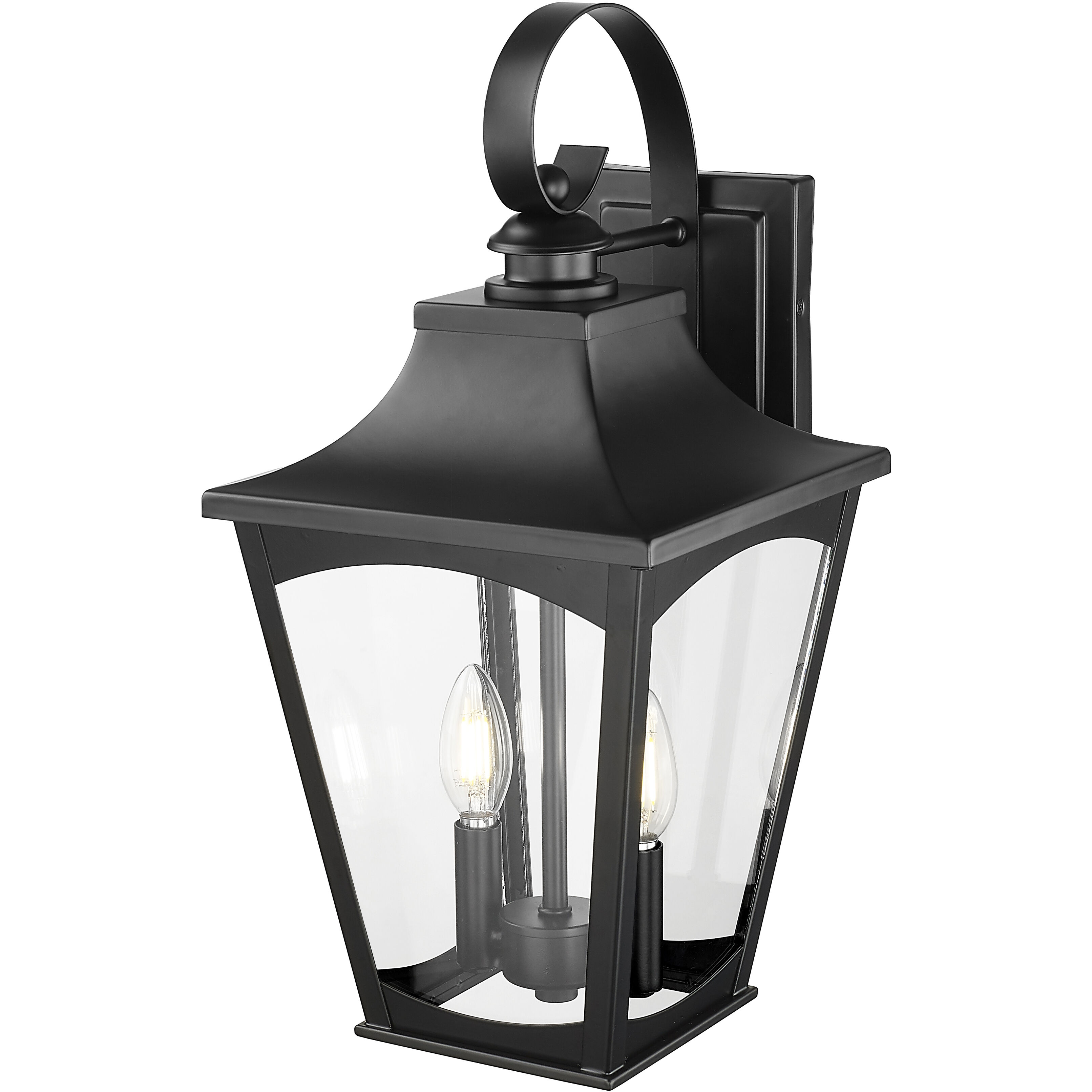 Curry 2 Light 19 inch Powder Coated Black Outdoor Wall Sconce